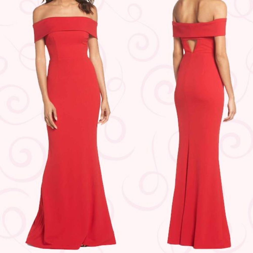Katie May Off the Shoulder Legacy Red Gown, NWT